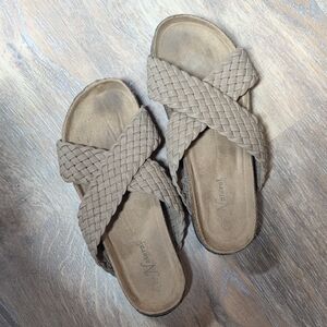Natural Reflections Woven Sandals - Beige